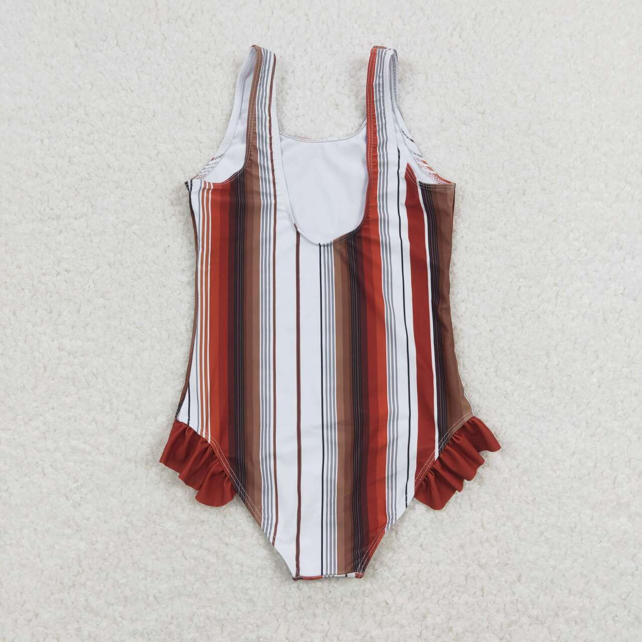 S0238 orange red striped sleeveless girls swimsuits