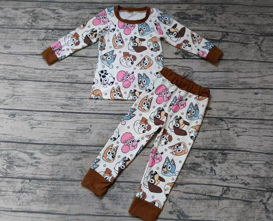 custom S Cartoon long sleeve kids pajamas