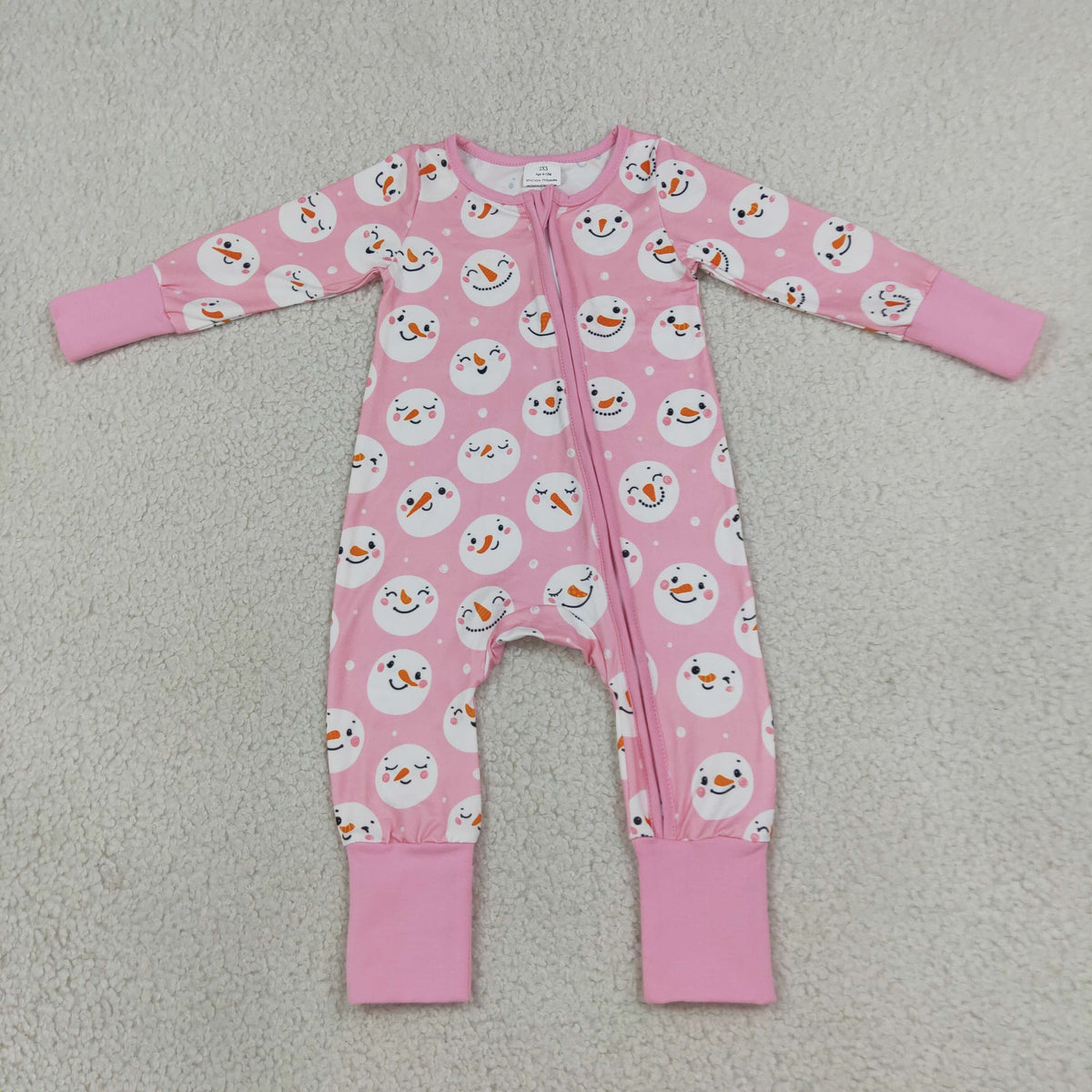 LR3165 Christmas Santa Pink Zipper Long Sleeve Girls Romper