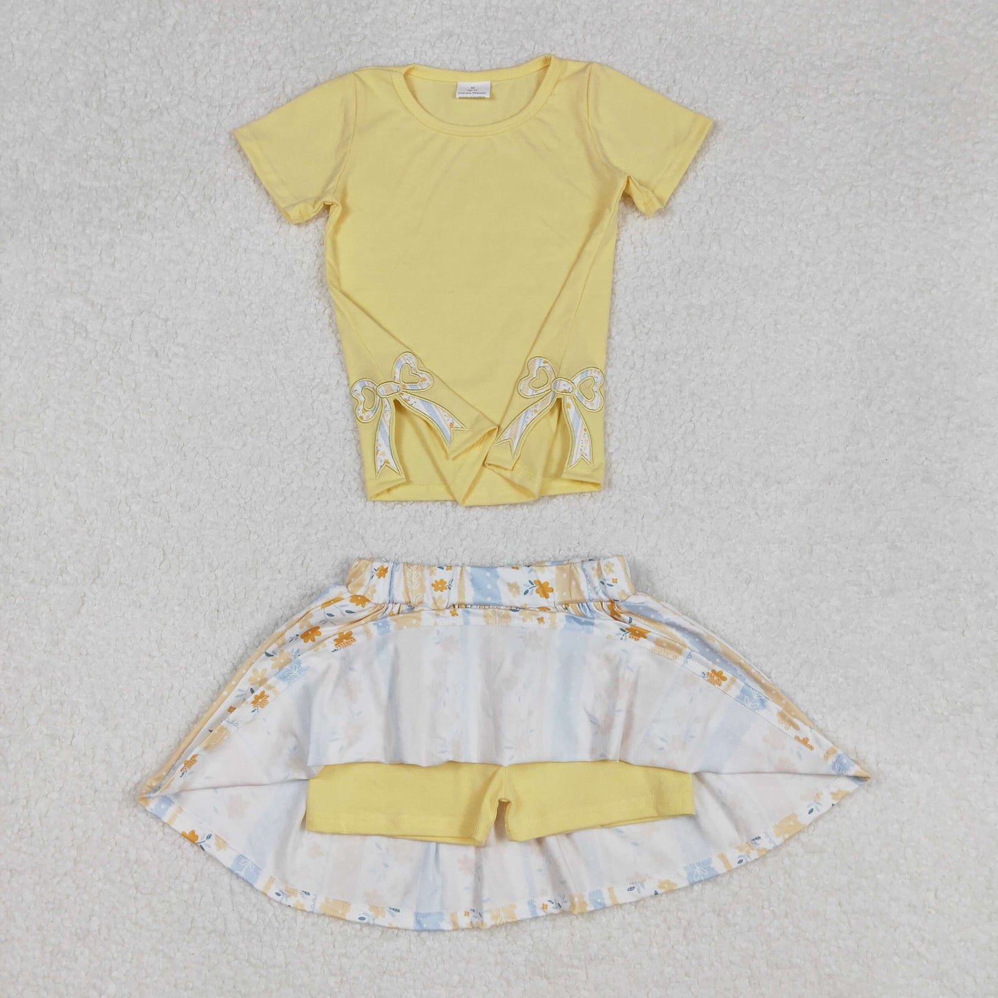 embroidery Split Side Bows Skirt With Shorts Set RTS Sibling Clothes