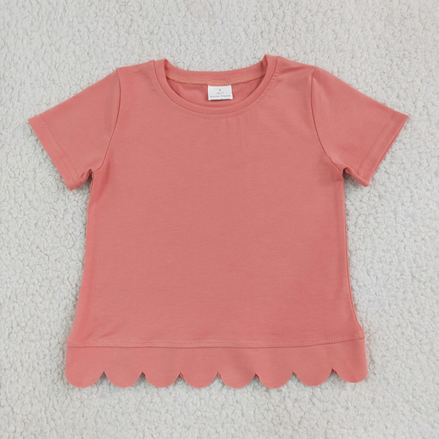 GT1768 Scallop Pink Short Sleeve Girls Top