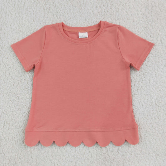 GT1768 Scallop Pink Short Sleeve Girls Top