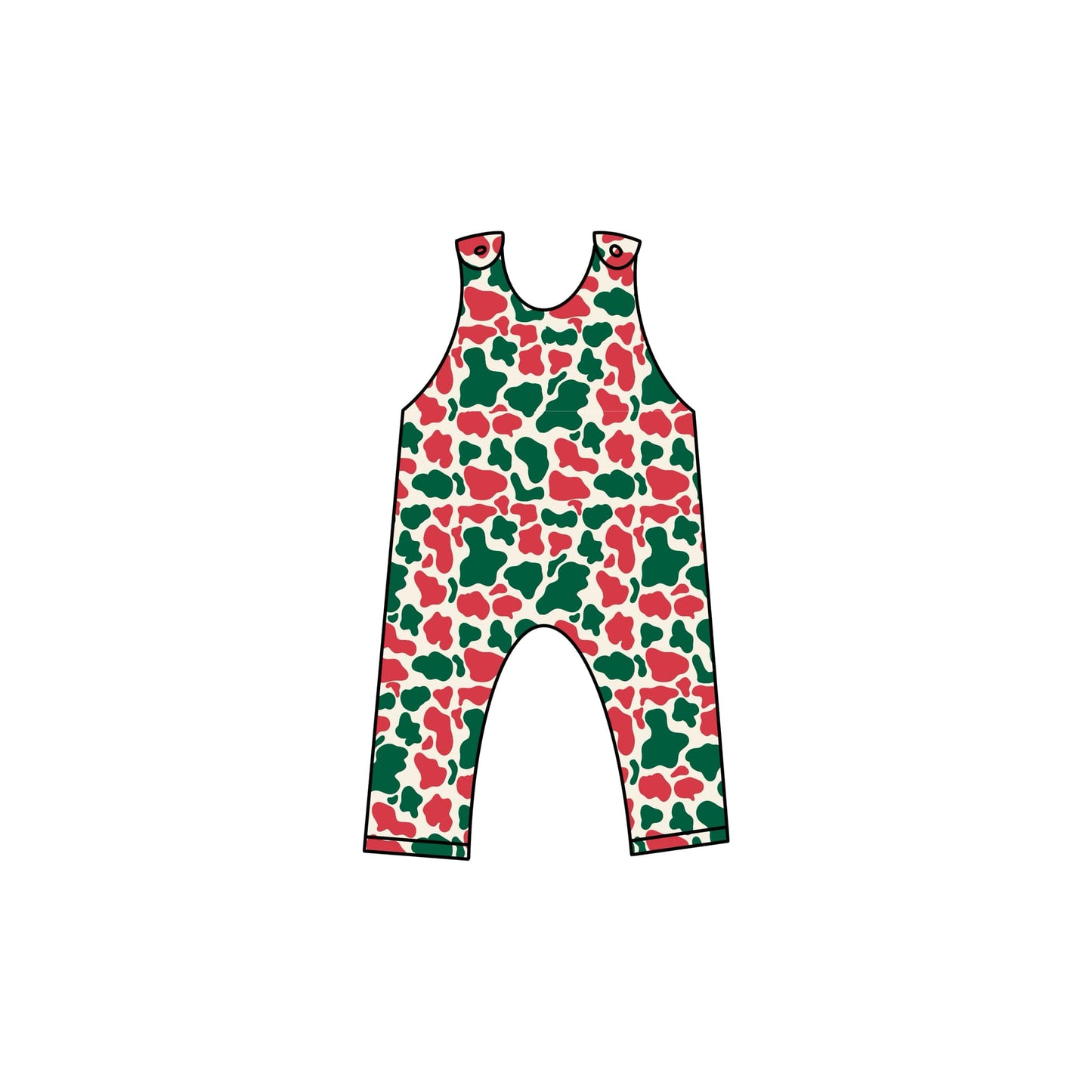 custom Christmas red green cow print sleeveless boys romper