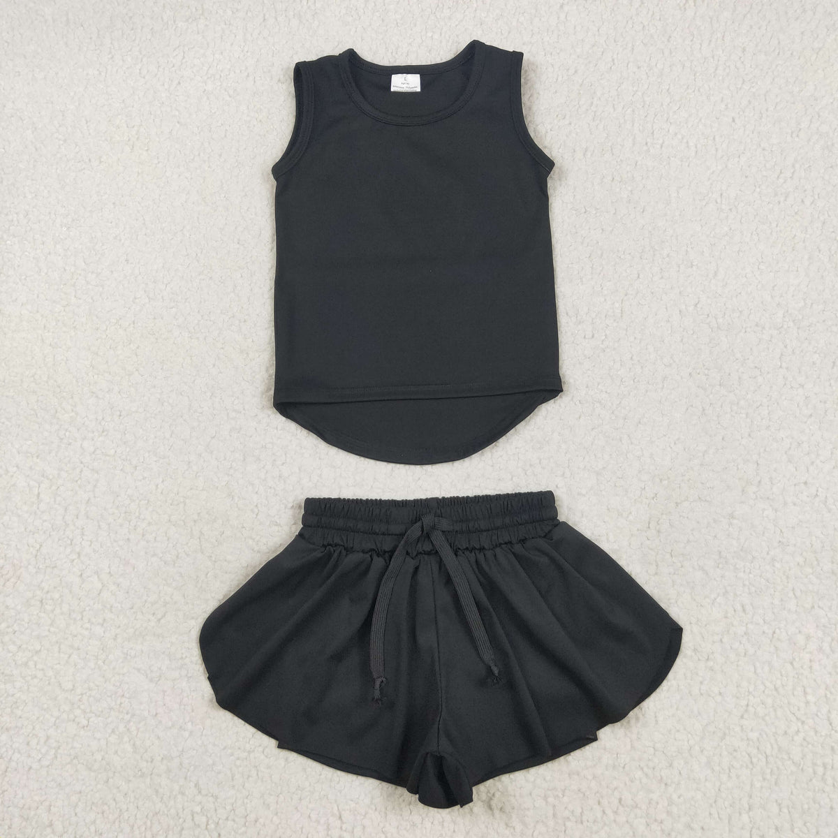 GSSO2505 black sleeveless shorts girls set