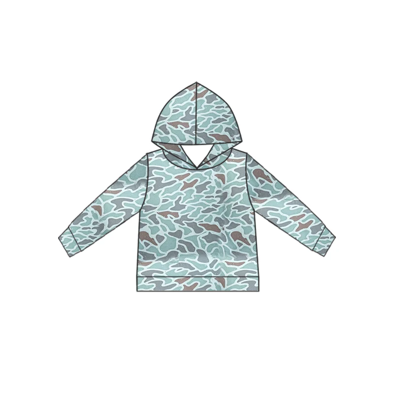 custom S grey camo long sleeve boys hoodie pullover