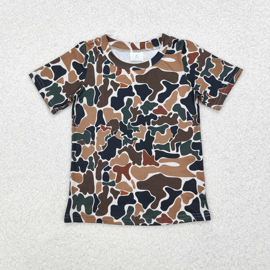 USA SHOP BT0905 dark brown camo short sleeve boys top