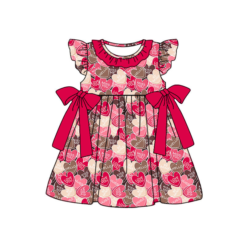 preorder GSD0614 Valentine's Day heart red flutter sleeve girls dress