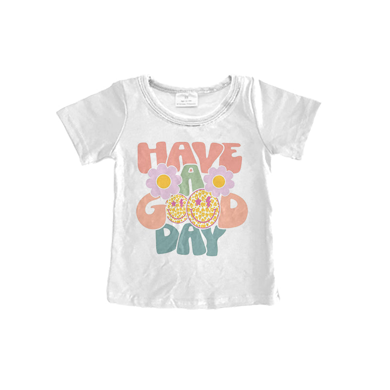 custom Have A Nice Day Smile White Short Sleeve Kid T-shirt