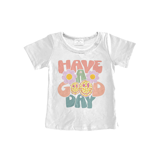 custom Have A Nice Day Smile White Short Sleeve Kid T-shirt