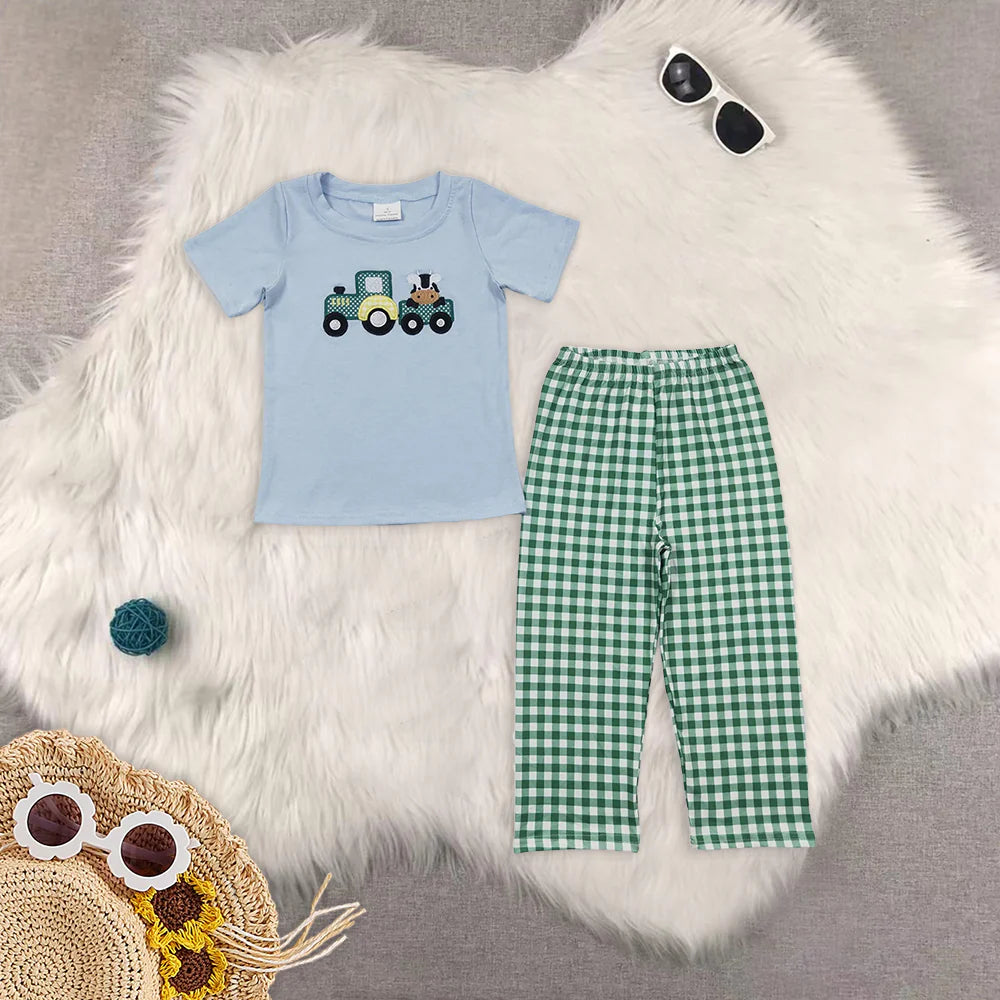 embroidery pumpkin/farm boys set RTS sibling clothes