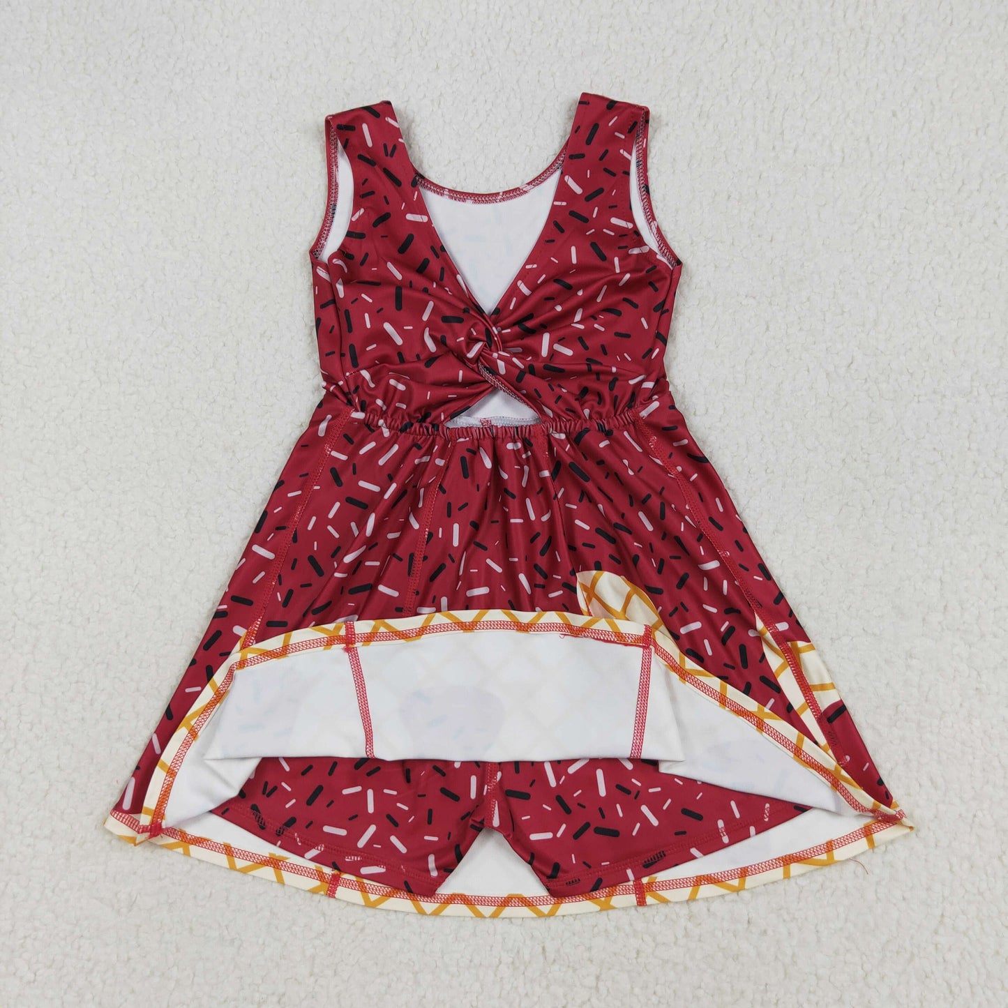 GSD2749 yoga ice maroon sleeveless skorts girls dress