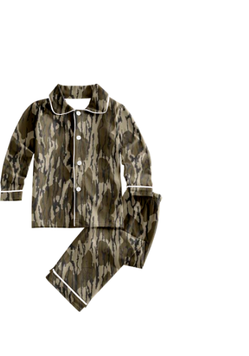 Custom style dark green camo long sleeve pants adult pajamas