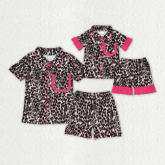 mama and me leopard short sleeve shorts pajamas sibling clothes