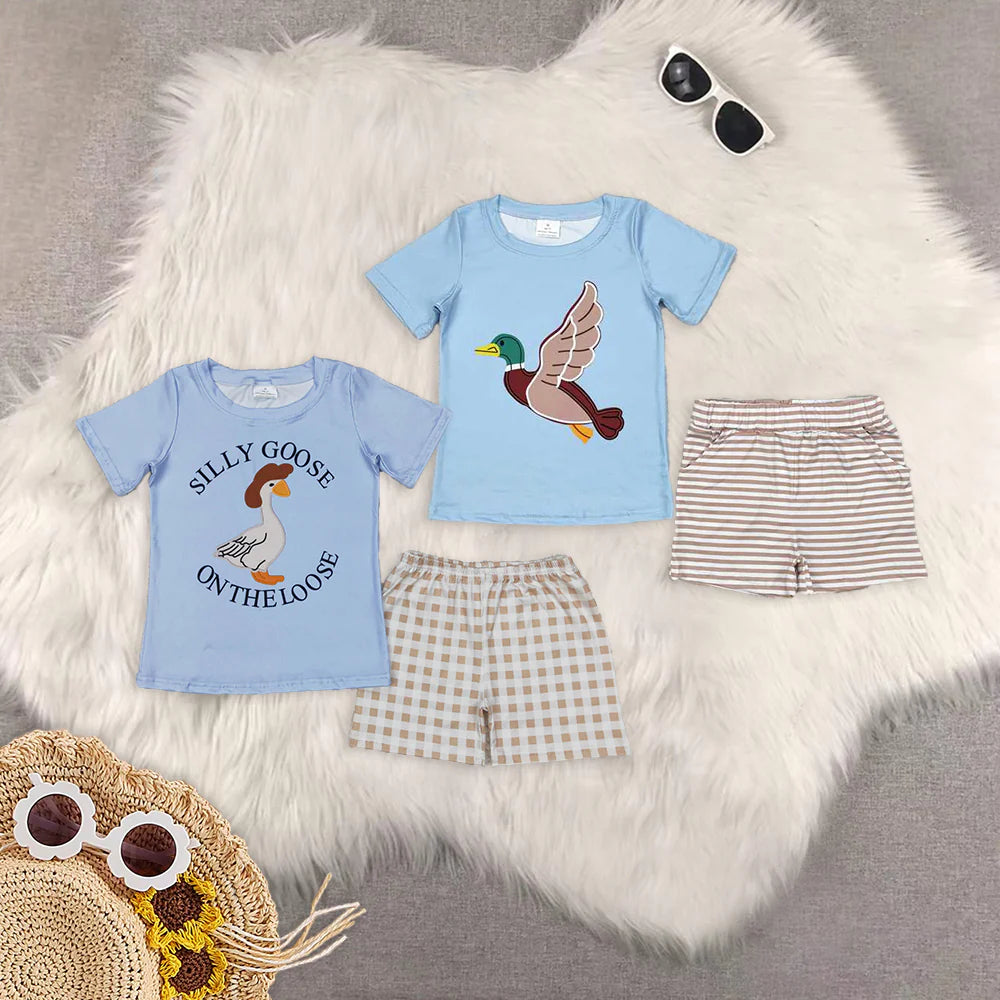 cartoon mallard duck goose Sumemr boys set Sibling Clothes RTS