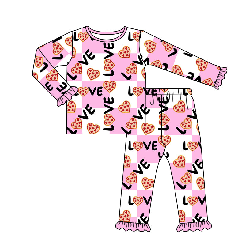 preorder GLP1000 Valentine's Day love pink long sleeve pants girls pajamas