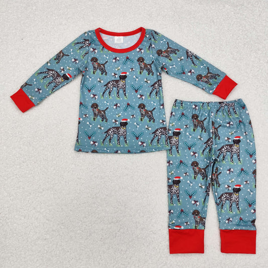 bamboo BLP0850 Christmas dog holly berry long s leeve pants boys pajamas