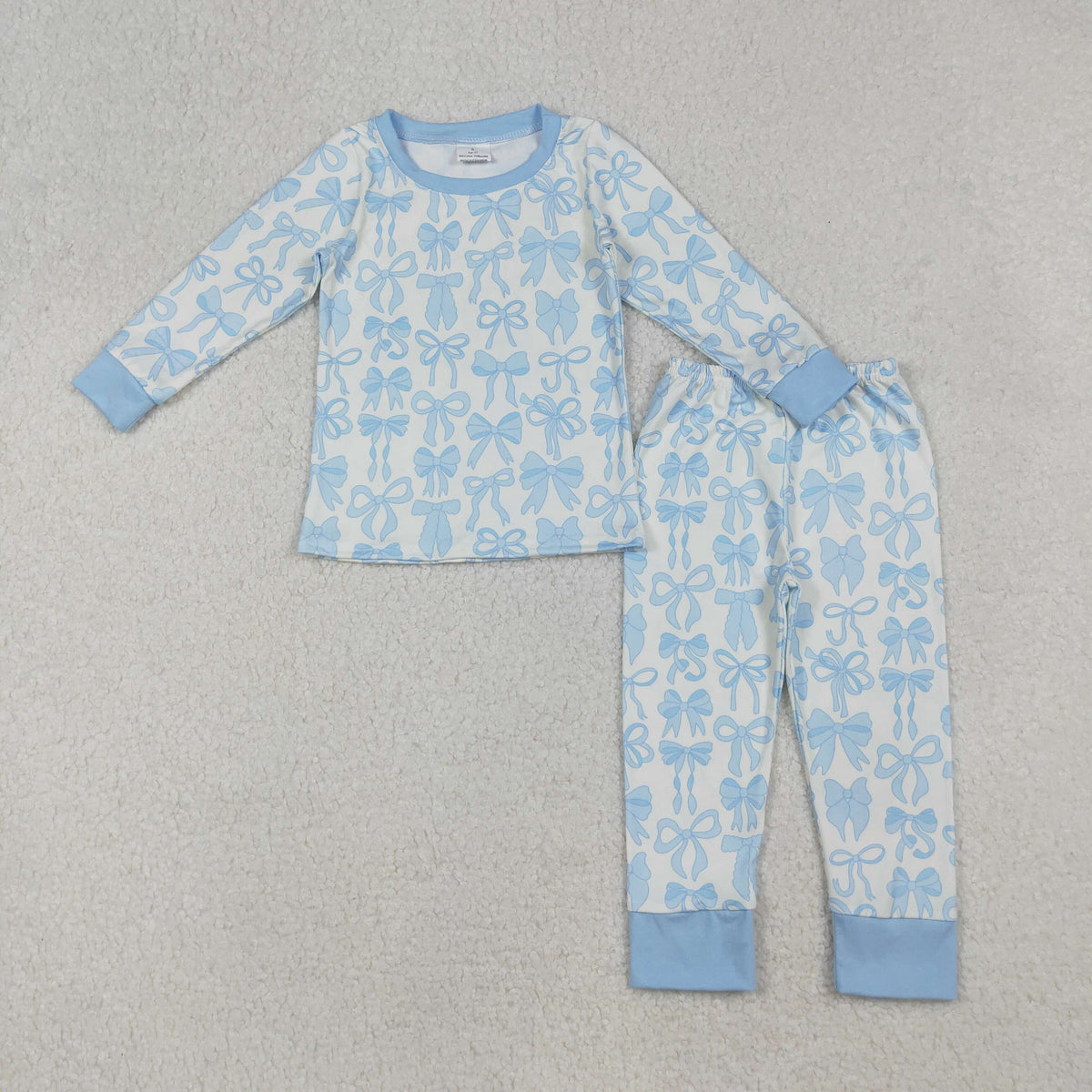 GLP2724 blue bows long sleeve pants girls pajamas