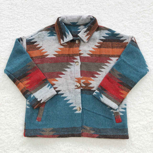 BT0284 Aztec red & blue long sleeve boys shirt