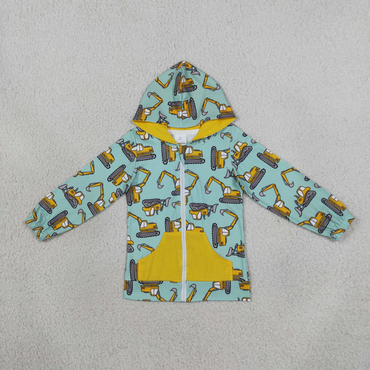 BT1378 Tractor Zipper Pocket Hoodie Long Sleeve Boys Coat
