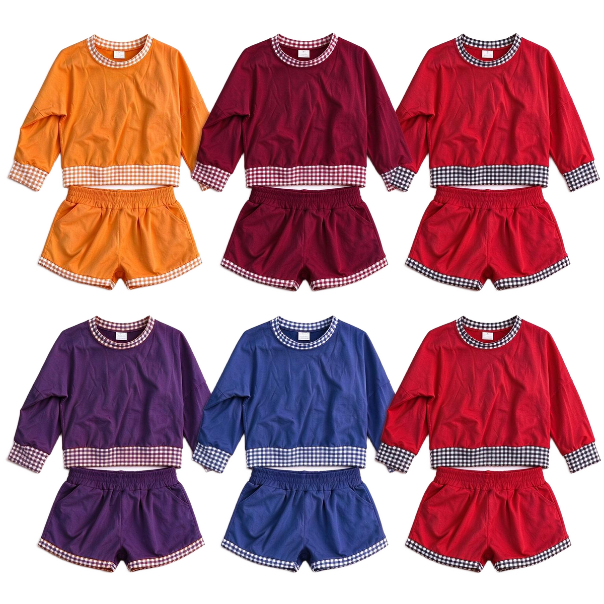 Custom Moq 8 Cotton Long Sleeve Shorts Girls Set