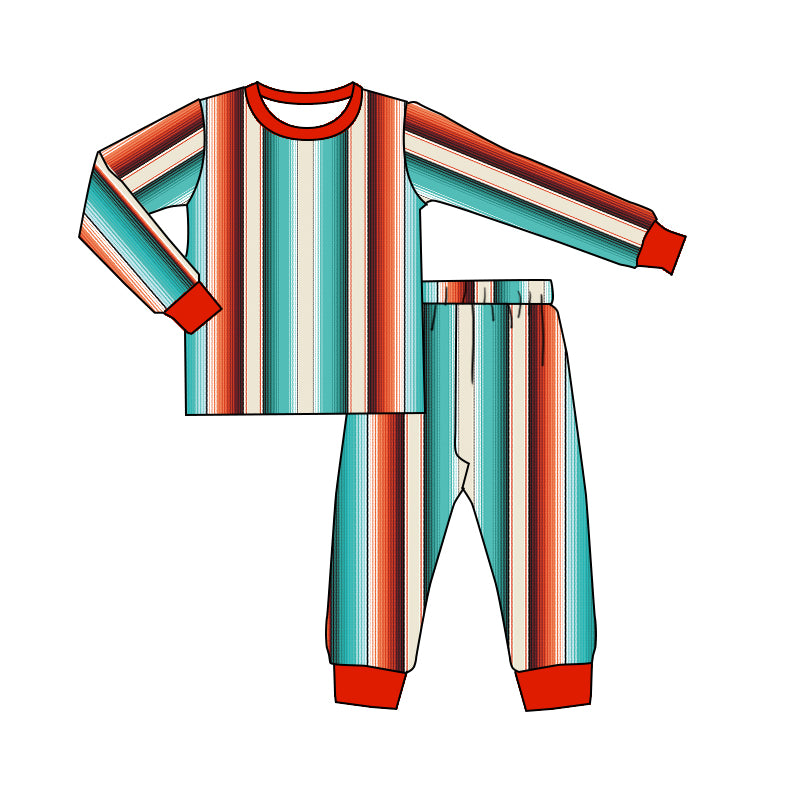 custom colorful striped long sleeve pants boys pajamas