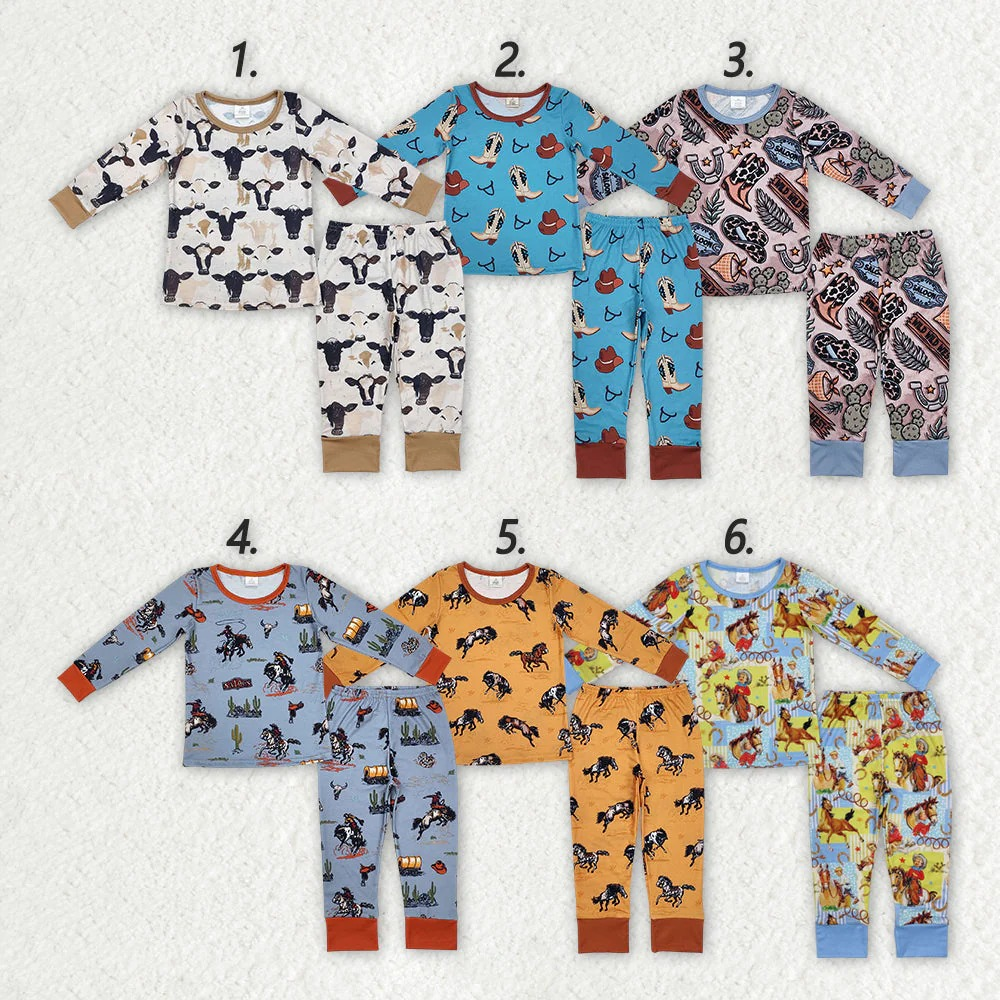 bamboo Western style boys pajamas RTS sibling clothes