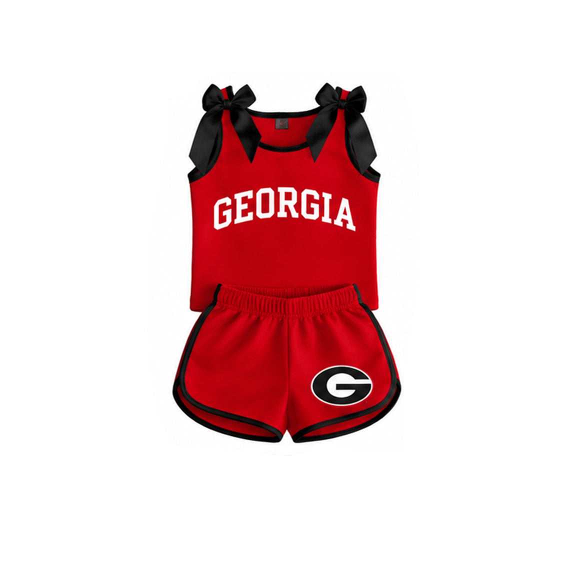 preorder GEORGIA Red & Black Bows Sleeveless Shorts Girls Set