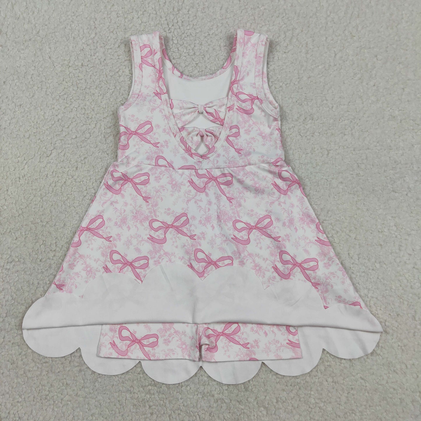 GSD2572 scallop yoga pink bows flowers girls dress with shorts