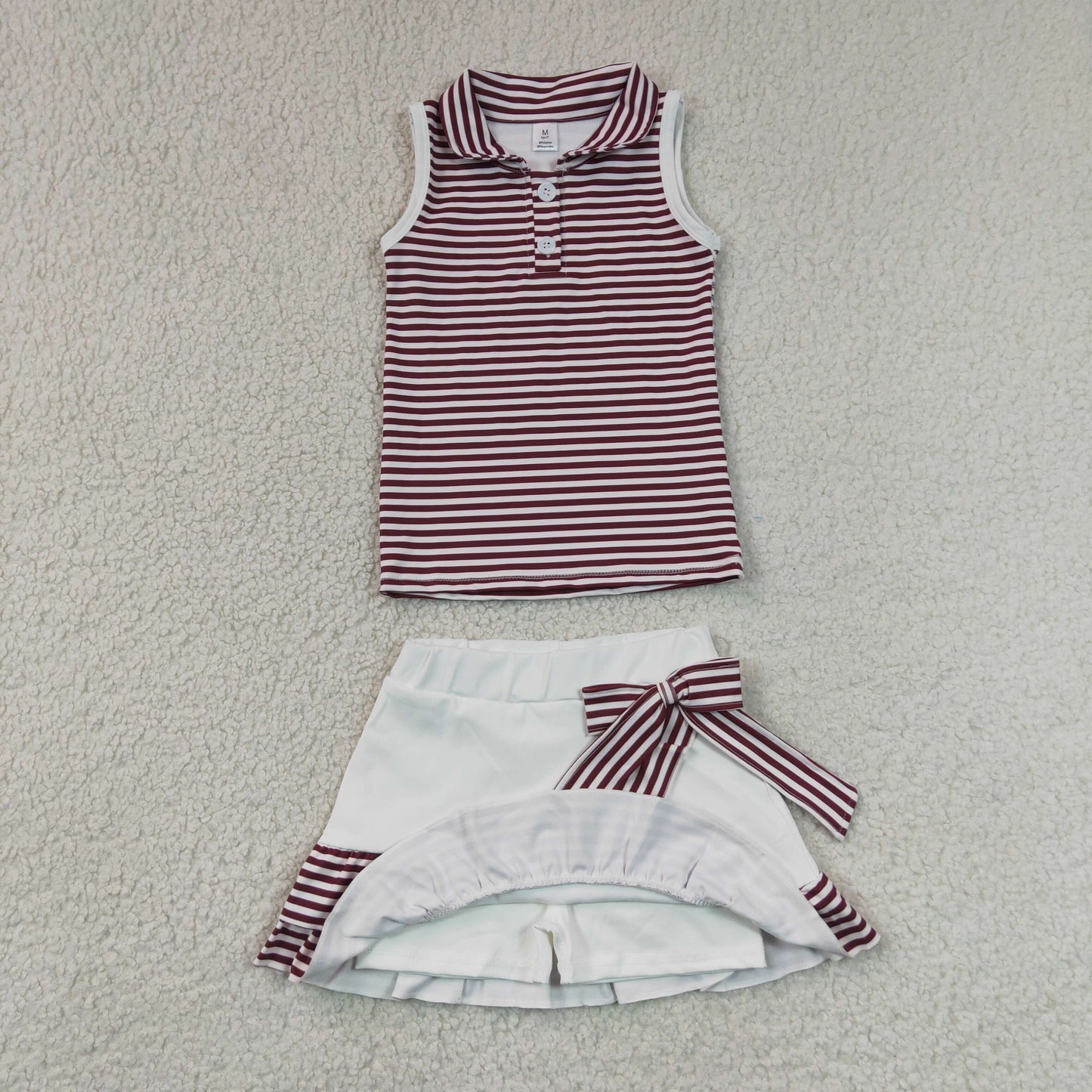 Yoga GSD3662 Khaki Striped Sleeveless Skorts Girls Set