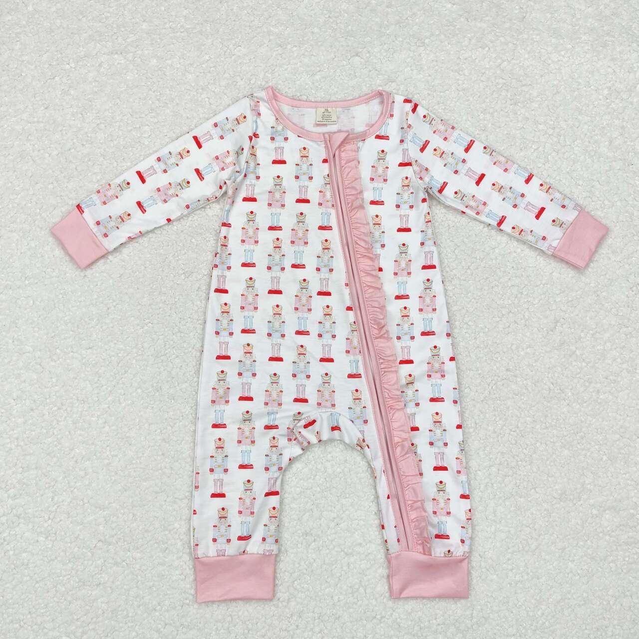 USA SHOP LR1185 Christmas cartoon soldier pink long sleeve zipper girls romper