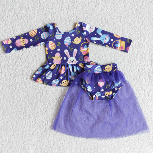 Cute Purple Tutu Easter Bummies Set