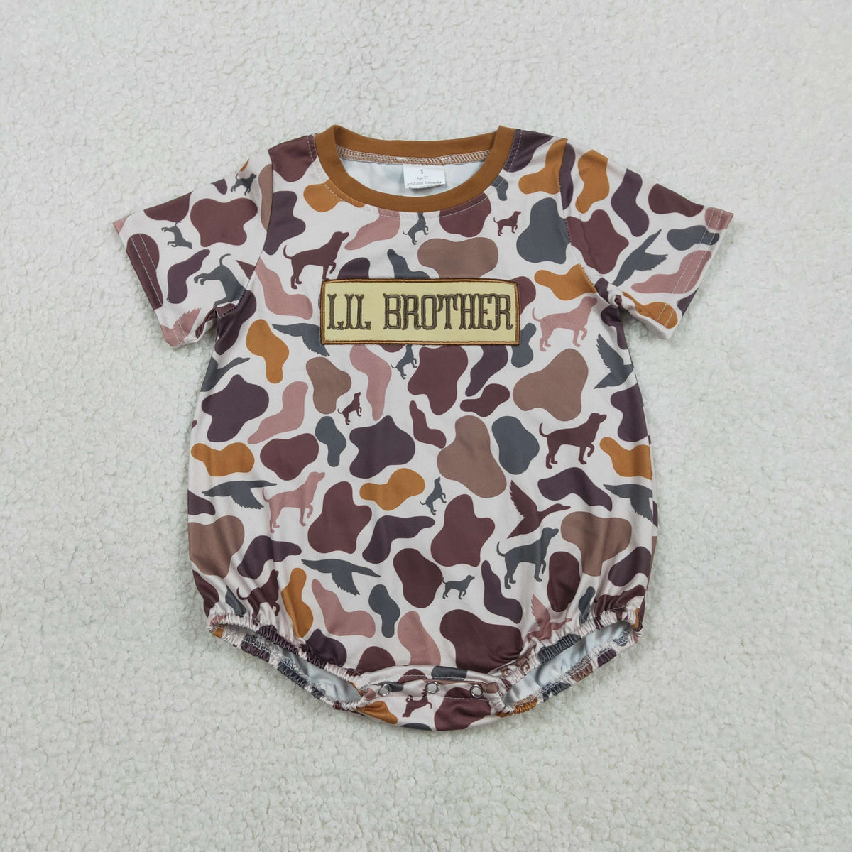 Embroidery SR3865 Hunting Camo Little Brother Camo Short Sleeve Boys Romper
