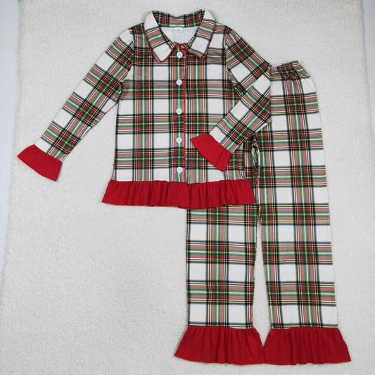 GLP2827 Christmas green red checkered long sleeve pants adult women pajamas