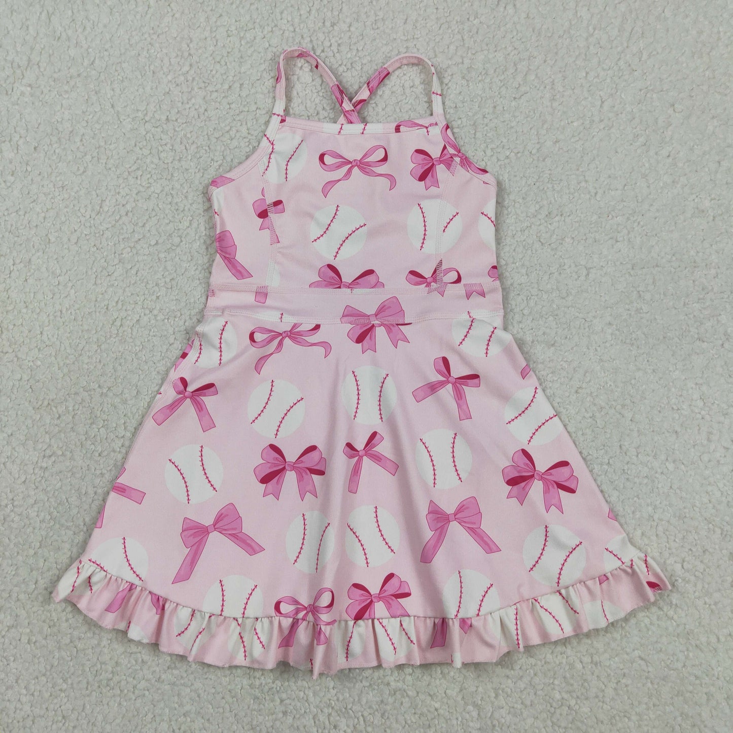 GSD2567 yoga baseball hot pink bows skorts girls dress