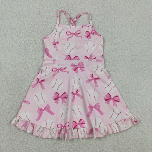 GSD2567 yoga baseball hot pink bows skorts girls dress