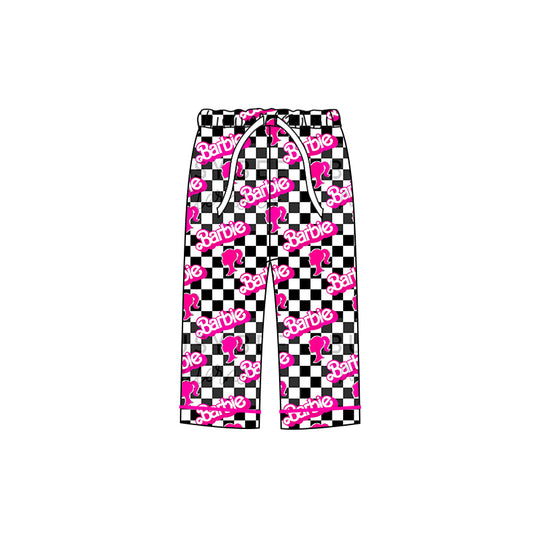 preorder P0355 BA cartoon black checkered adult milk silk pants