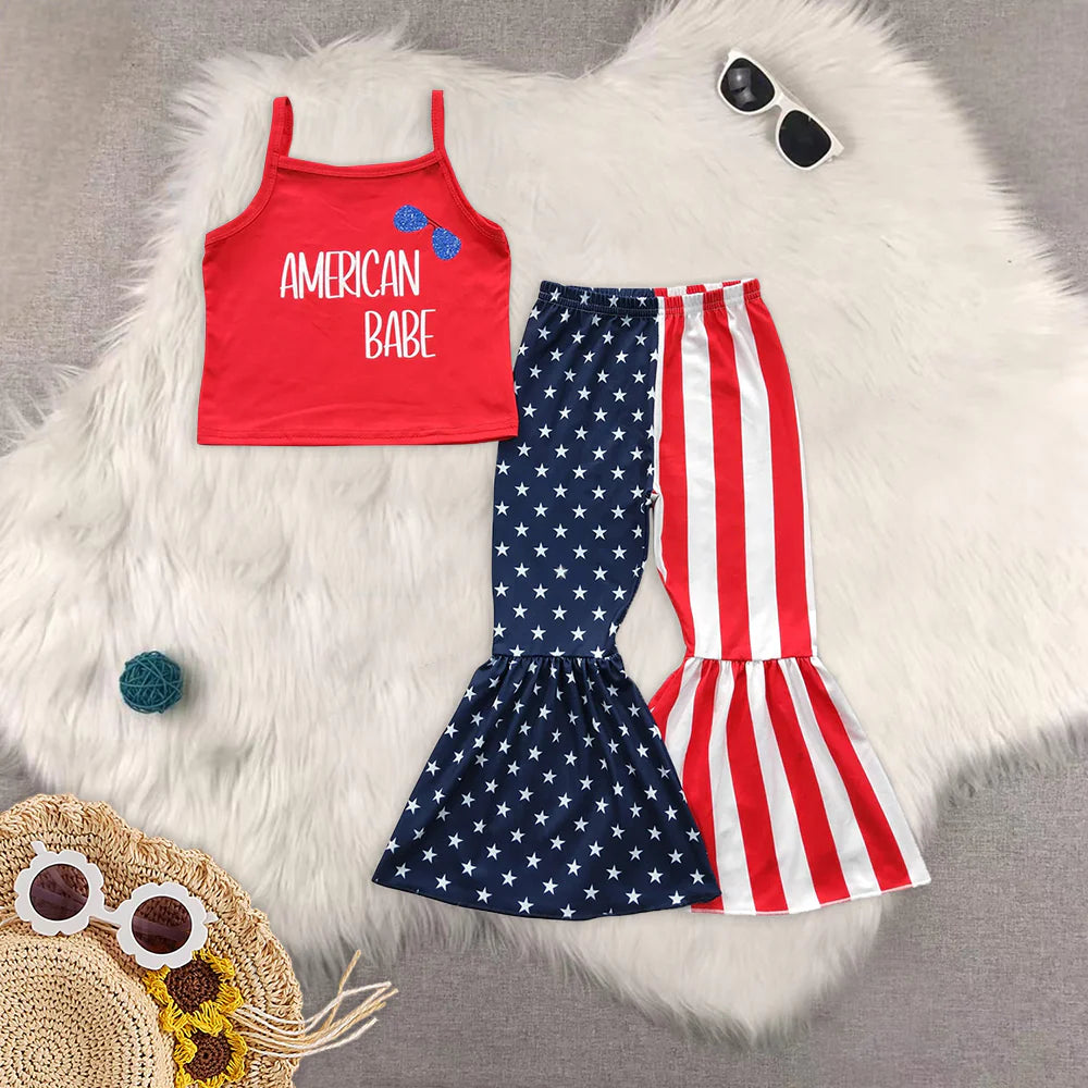 July 4th girls pants set RTS Sibling Clothes