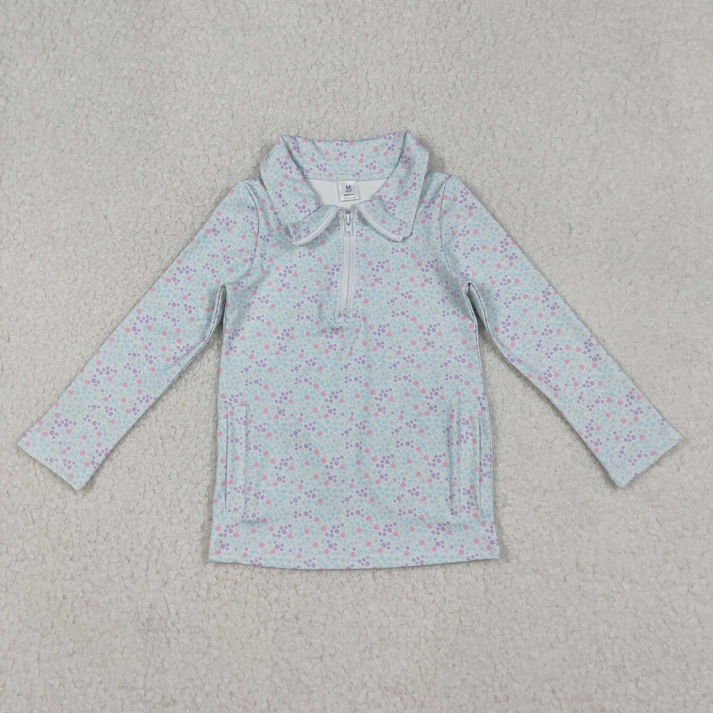 GT1182 yoga colorful flowers floral zipper long sleeve girls top