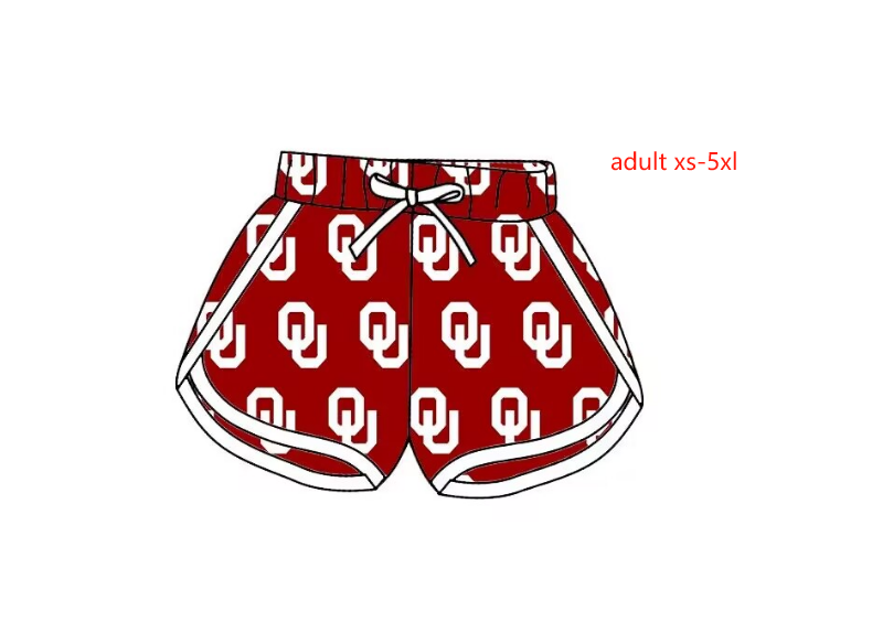 Custom S OU red adult shorts