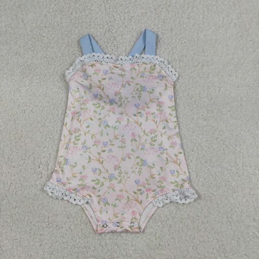 SR3461 Flowers Pink Girls Romper