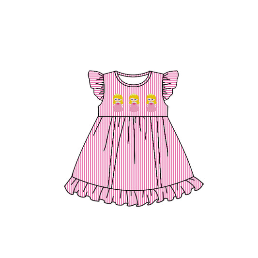 custom Cartoon Princess Pink Flutter Sleeve Girls Dress