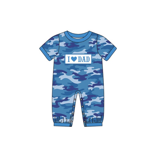 preorder SR0807 I Love Dad Blue Camo Short Sleeve Boys Romper