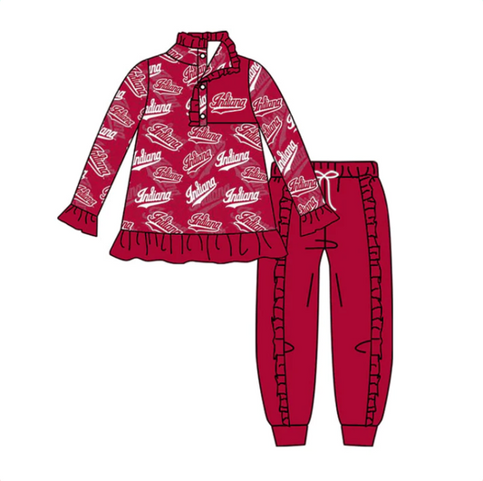 Custom S 8.11 Team red long sleeve pants girls set