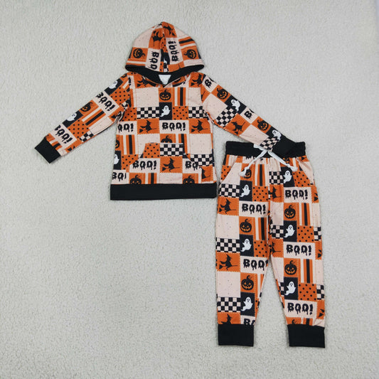 BLP1544 Halloween Spooky BOO Hoodie Long Sleeve Pants Boys Set