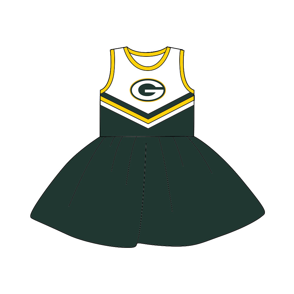 8.2 custom Team 06 green sleeveless cheerleader dress