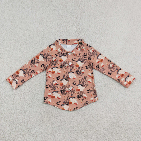 BT1902 Halloween Spooky Pumpkin Long Sleeve Boys Top