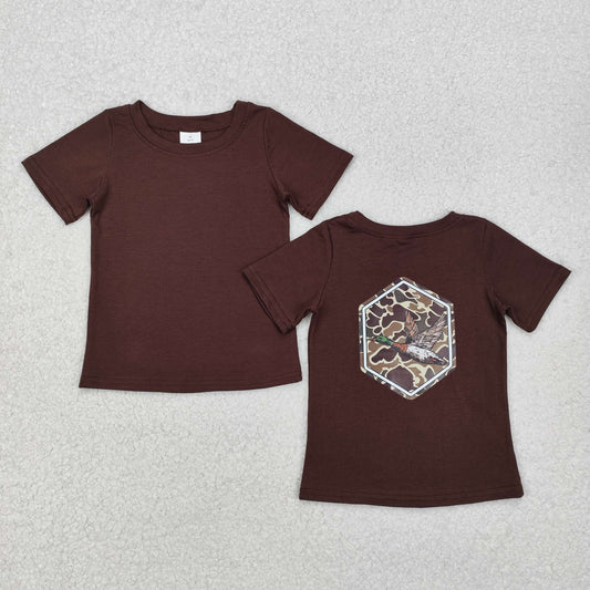 USA SHOP BT1090 offset printing hunting camo mallard duck brown short sleeve boys top