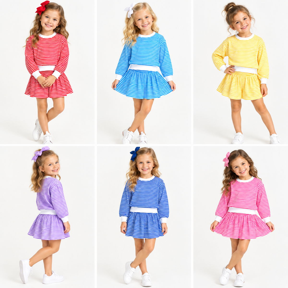 preorder Yoga Striped Skorts Girls Set Sibling Clothes