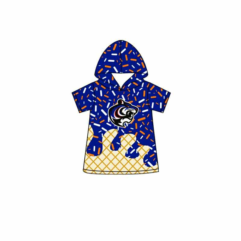 custom moq 3 football team leopard navy blue ice hoodie short sleeve boys top
