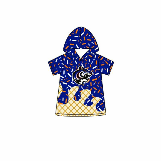 custom moq 3 football team leopard navy blue ice hoodie short sleeve boys top